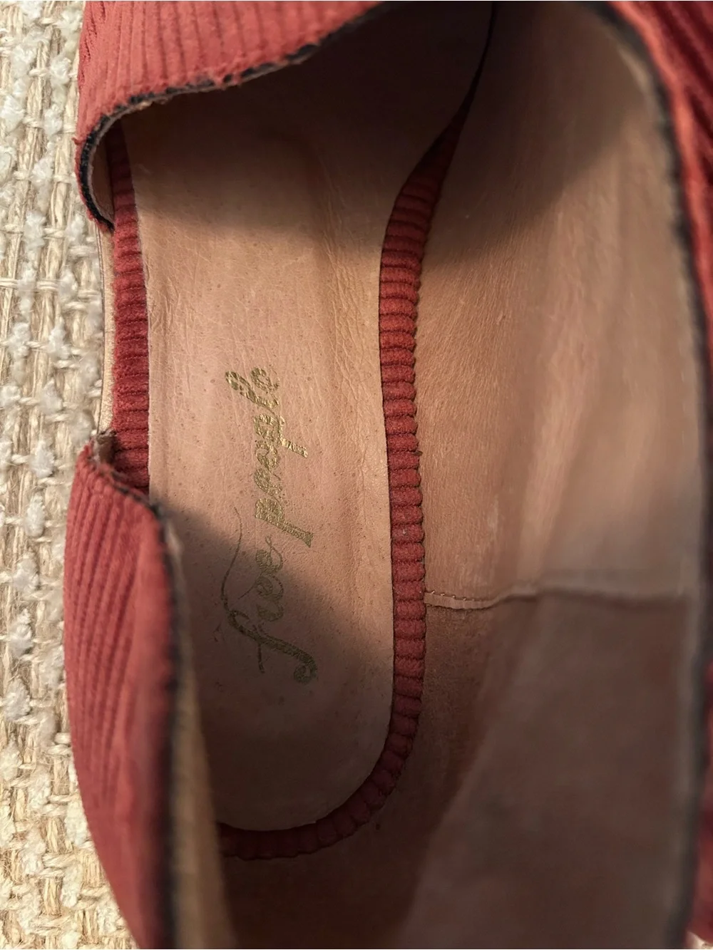 Free People Royale Flats, Corduroy Cutout Ankle Booties in Rust Orange